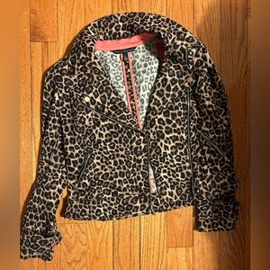 White House Black Market leopard print moto jacket size 6